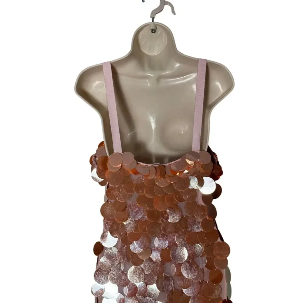 J. Crew Rose Gold Sequin Midi Slip Dress